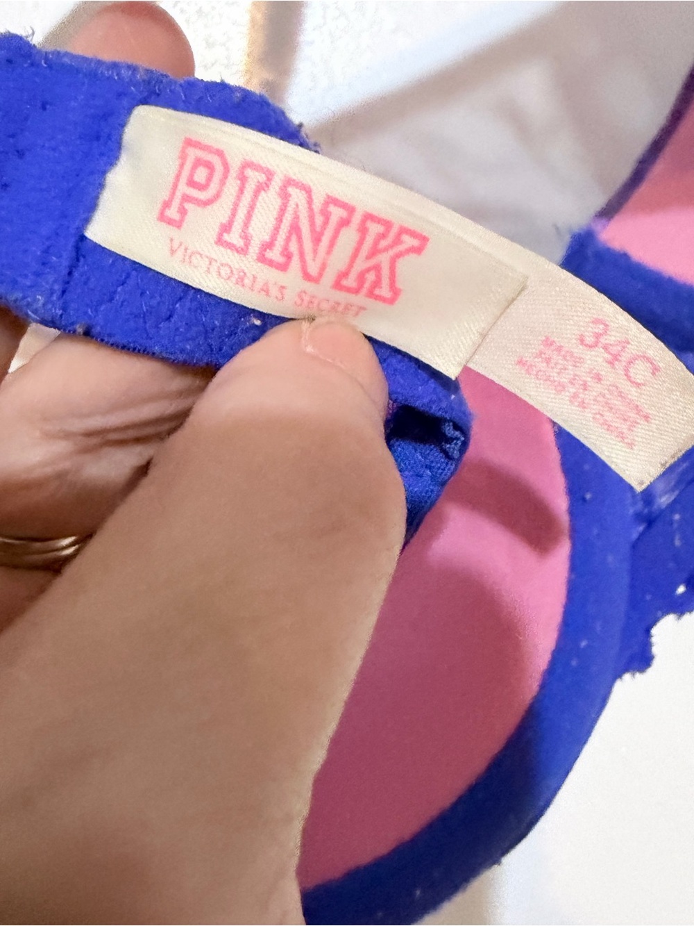 PINK Victoria's Secret Royal Blue Lace Push-Up Bra - Picture 4 of 8